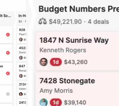 Rotting Pipedrive deal cards highlighted pink with a red no-actions indicator